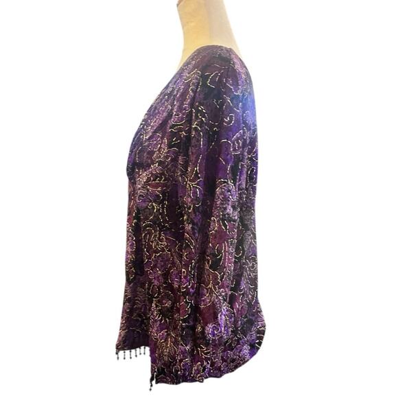 Y2K Velvet Burnout Slinky Fairy Grunge Whismigoth Babydoll Statement Top XL - Picture 4 of 10